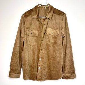 Corduroy Button Up Shirt - Camel Brown- Size: Large
